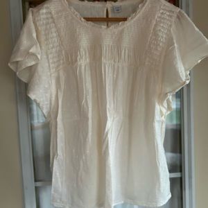 Old Navy Cream Short-Sleeved Blouse, Size Large